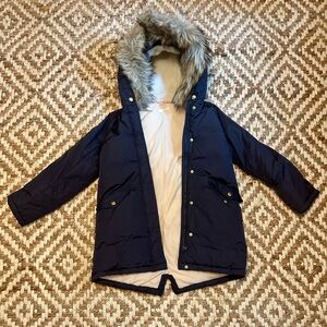 J Crew Crew Cuts Fishtail Parka, Size 12, Blue